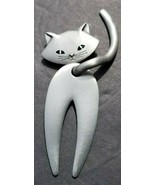 Kitty Kitten Cat Art Pin Brooch signed OJJ  - £29.87 GBP