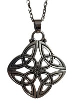 Trinity Knot Triquetra Necklace Pendant Silver Tone 35mm Four Way Trinity Chain - £6.87 GBP