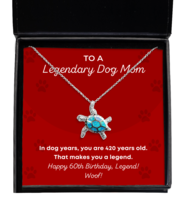 Mom Necklace 60th Birthday Gifts - Turtle Pendant Jewelry Present For Pet Dog  - £39.92 GBP