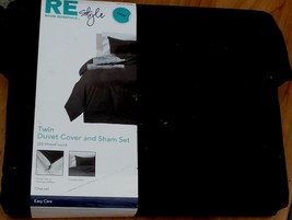 RE Room Essentials TWIN Duvet Cover and Sham Set - BRAND NEW - Black - 225 TC - £31.31 GBP