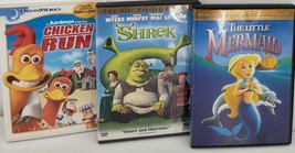 Animation DVD Bundle The Little Mermaid Chicken Run Shrek - $12.54