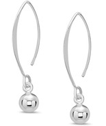 Sterling Silver Ear Wire Threader Ball Drop Earrings 6mm - 100% Hypoalle... - £39.16 GBP
