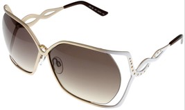 Cesare Paciotti Sunglasses Women Silver Gold White Amber Rectangular CPS 152 07 - £109.63 GBP