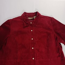 Ruff Hewn Women's XL Red Suede Genuine Leather Jacket Collared Pearl Snap Button image 11