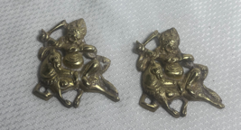 Brass Siam Dravidian Hindu Deity Warriors On Horses Pendant Charm Decorations - £23.94 GBP