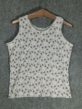 Womens Gray Floral Tank Top Shirt Cute XL Women Extra Large Summer Stretchy Nice - £8.31 GBP