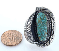 sz5 Navajo Old Pawn Sterling High Grade Nevada Turquoise ring - $192.31