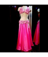 Made to Order Pink Belly Dance Costume: Handmade Crystal Festival Dress - $449.00