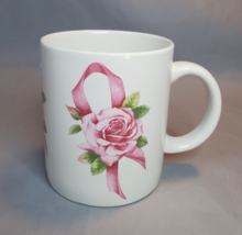 Avon Pink Ribbon Rose Coffee Tea Mug Cup Breast Cancer Awareness Crusade 1997 - $10.84