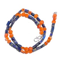 Natural Lapis Lazuli Carnelian Gemstone Mix Shape Beads Necklace 17&quot; UB-5441 - £7.79 GBP