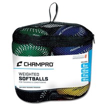Champro Training Softballs, Set of 4 (Green/Yellow/Black/Blue, 12-Inch) - £60.48 GBP