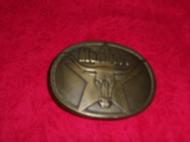 Marlboro Long Horn Solid Brass Oval Belt Buckle 1987 By Philip Morris Inc - £11.98 GBP