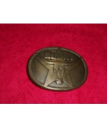 Marlboro Long Horn Solid Brass Oval Belt Buckle 1987 By Philip Morris Inc - $14.99