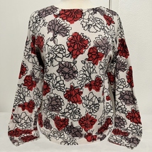 Olivia &amp; Grace Sweater Floral Long Sleeve Pullover Red Purple Flowers Knit XL - £19.66 GBP