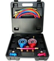 R1234YF Aluminum Manifold Gauge Set #1234 with Vacuum Pump Adapter #1234Man - £100.78 GBP