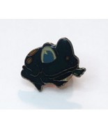 Vintage 1980s Frog Enamel Scatter Pin Dark Green Orange Spots One Eye Open - $9.00