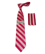 Men&#39;s Stacy Adams Tie and Hankie Set Woven Silky #St4 Fuchsia Pink - £24.04 GBP