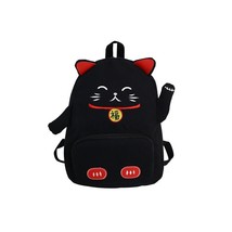 Cute Cat Canvas Backpack  Women Backpa for Teenage Girls School Bag Fashion Blac - £35.04 GBP