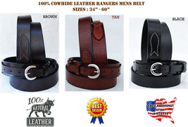 55-56  PRORIDER Mens Western LEATHER RANGER BELT 1-1/2&quot; Tan 26Ranger09 - $21.77