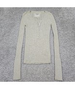 Abercrombie Fitch Sweater Women L Beige Henley Cable Knit Y2K Bella Swan... - £39.25 GBP