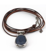 Retired Silpada Sterling Blue Jade Pendant 4-Strand Leather Cord Necklac... - £32.04 GBP