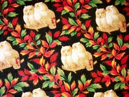 Vintage RETRO Fabric Yardage Chintz FLoating 3D Owls 1970s Very Hoo-Hool - $37.77