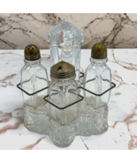 Vtg Belmont Zipper Glass Cruet Set 2 S+P Shakers, Mustard, and Stopper B... - £53.51 GBP