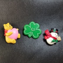3 Vintage Hallmark Holiday Pins Snowman Winnie the Pooh Heart Shamrock C... - $11.71