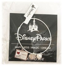 Alex and Ani Disney Parks Mickey &amp; Minnie Love Postcard Bangle Bracelet - Silver - £50.80 GBP