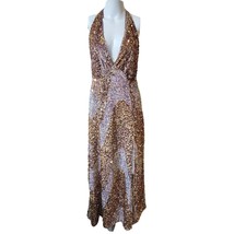 NEW Free People Glitter &amp; Gold Midi Dress Size Large Front Slit  - £70.12 GBP