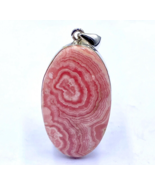 92.5 SILVER PENDANT - Rhodochrosite Silver Pendant - Oval Pendant - 46x27mm - $80.00