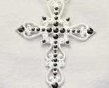 Black Silver Clear Crystal Rhinestones Celtic Holy Cross Pendant Necklace - $12.73