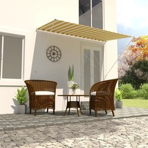 Awning Yellow and White Steel frame 98.4 x 59.1 in Retractable - $92.38