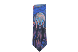 Vintage 90s Ralph Marlin Edvard Munch The Scream Art Neck Tie Dress Tie USA - £22.47 GBP