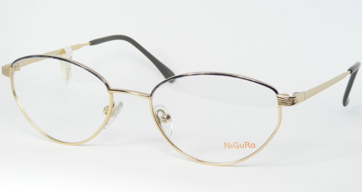 NIGURA N 1058 C Gold/Blau-Lila Brille Metall Rahmen 53-18-135mm - $52.47