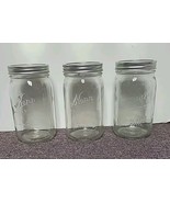 KERR &quot;Self Sealing&quot; Wide Mouth Clear Mason Jars 32 oz (Lot of 3 Jars) w ... - $24.66 CAD