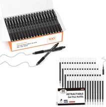 Shuttle Art School &amp; Work Supplies Bundle, 100 Pack Black Retractable Gel Pens + - £44.09 GBP