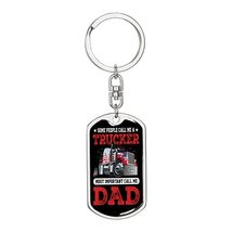 Some People Call Me a Trucker Swivel Keychain Dog Tag Stainless Steel or 18k Gol - £43.48 GBP