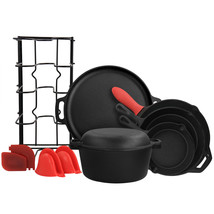 MegaChef 12 pc Round PreSeasoned Cast Iron Cookware Set - £117.35 GBP