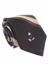 Vtg Cervantes Disney Mickey Mouse Skinny Neck Tie Walt Disney Brown USA ... - $15.26 CAD
