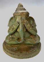 Ganesha - Antik Thai Stil Bronze Sitzender Ganesha Statue - 24cm/25.4cm - $532.13