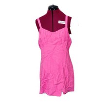 Abound Mini Dress Pink Ibis Women Linen Size Large Lined Slit Ruched - £12.37 GBP