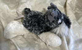 Aurora Puppy Dog Schnauzer Stuffed Plush Gray White Toy Grey 8" Floppy pet - $14.80