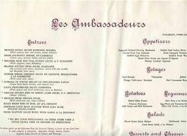 Les Ambassadeurs Menu Diplomat Hotel Florida 1959 Teresa Brewer Robert Clary  - $17.82