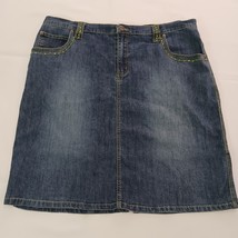 Defuze USA Brand Women's Blue Denim Front Zipper Skirt Stretch Size 22 Waist 42" image 9