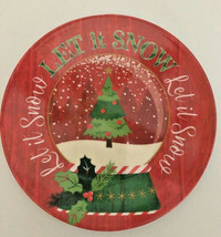 Let it Snow Melamine Tidbit Candy Cookie App Plates 6&quot; Set of 6 Christmas Tree - £22.26 GBP