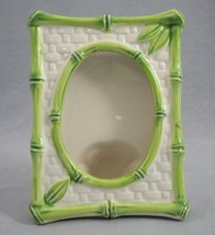 Ceramic Green Bamboo Wicker Basket Weave Picture Frame for 2.75&quot;x4&quot; Photo Japan - £11.56 GBP