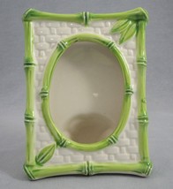 Ceramic Green Bamboo Wicker Basket Weave Picture Frame for 2.75&quot;x4&quot; Photo Japan - £11.43 GBP