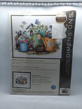 Dimensions Cross Stitch Kit Watering Cans 70-03243 Stamped -14&quot;X11&quot; Birds - £7.80 GBP