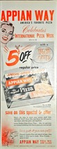 Appian Way International Pizza Week Special offer-1958 Vintage Print Ad - $9.46